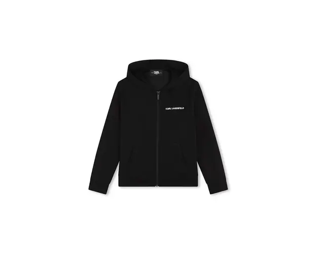 Karl Lagerfeld bluza copii culoarea negru, cu gluga, cu imprimeu, Z30258