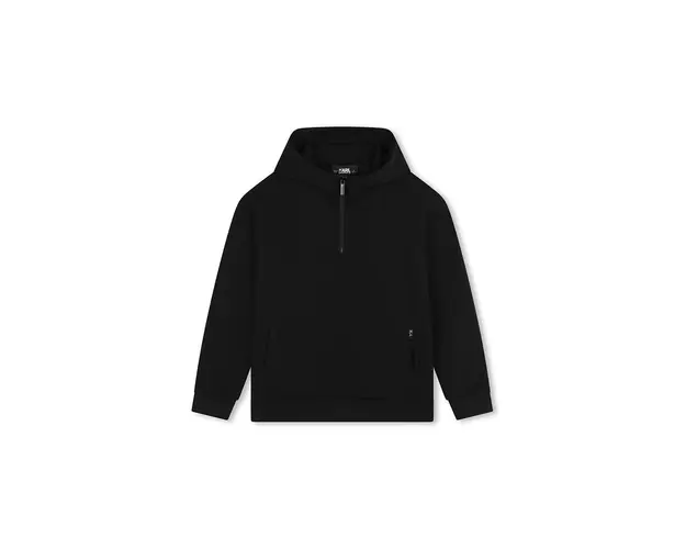 Karl Lagerfeld bluza copii culoarea negru, cu gluga, neted, Z30302