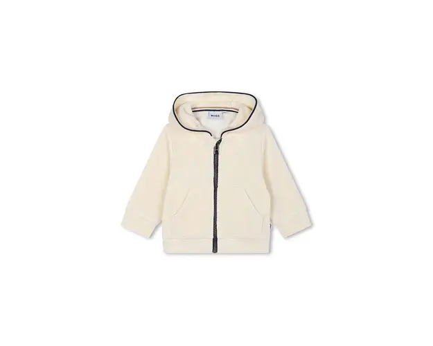 BOSS bluza bebe culoarea bej, cu gluga, neted, J51247