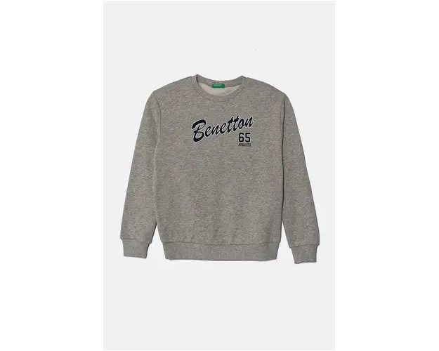 United Colors of Benetton hanorac de bumbac pentru copii culoarea gri, cu imprimeu, 3J68C10JM