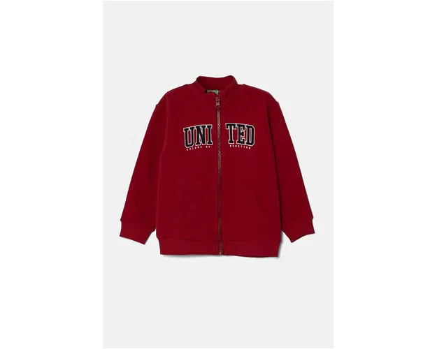 United Colors of Benetton hanorac de bumbac pentru copii culoarea bordo, modelator, 3J70G5033