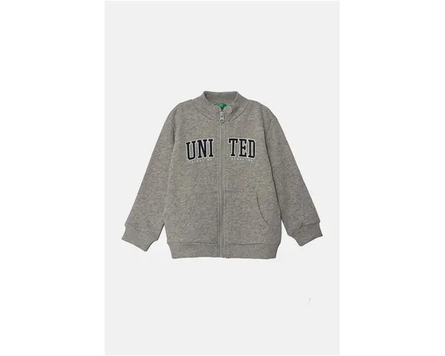 United Colors of Benetton hanorac de bumbac pentru copii culoarea gri, modelator, 3J70G5033