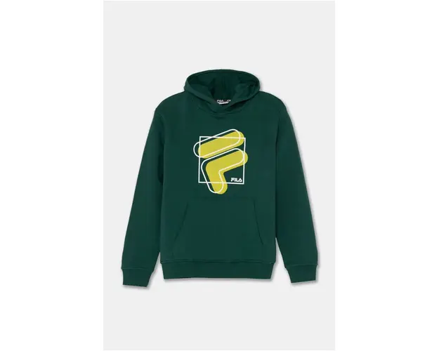 Fila bluza copii LUG culoarea verde, cu gluga, cu imprimeu, FAT0587