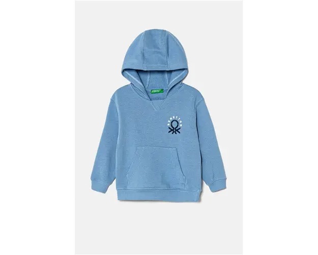 United Colors of Benetton hanorac de bumbac pentru copii cu gluga, cu imprimeu, 3J68G200Q