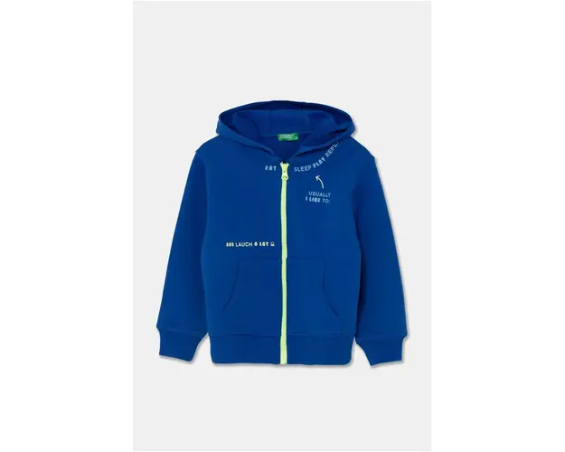 United Colors of Benetton hanorac de bumbac pentru copii cu gluga, cu imprimeu, 3FWYG5039