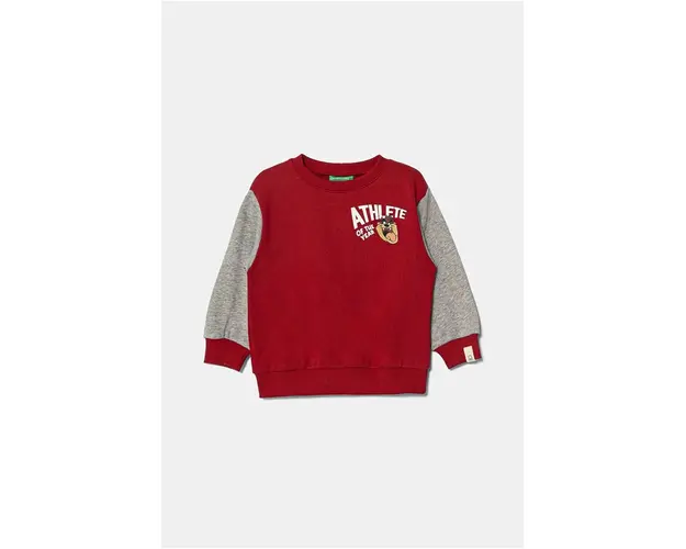 United Colors of Benetton hanorac de bumbac pentru copii x Looney Tunes culoarea bordo, cu imprimeu, 3J68G10GX
