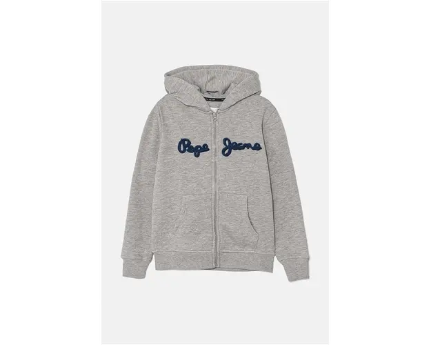 Pepe Jeans bluza copii NEW LAMONTY ZIP culoarea gri, cu gluga, melanj, PB581612