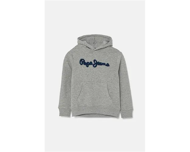 Pepe Jeans bluza copii NEW LAMONTY HOODIE culoarea gri, cu gluga, melanj, PB581614