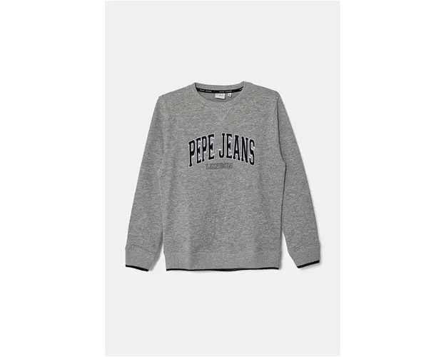 Pepe Jeans bluza copii BAIN CREW culoarea gri, cu imprimeu, PB581623