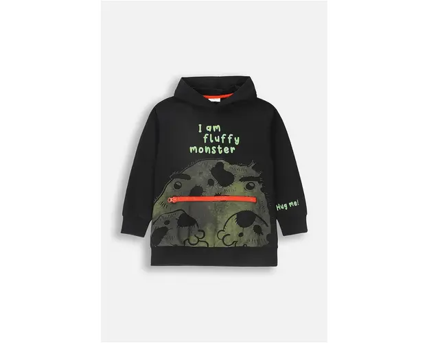 Coccodrillo bluza copii culoarea negru, cu gluga, cu imprimeu, GRUNGE SWAMP BOY KIDS