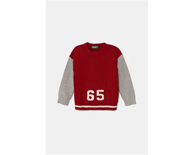 United Colors of Benetton pulover pentru copii din amestec de lana culoarea bordo, light, 1WUAH1027