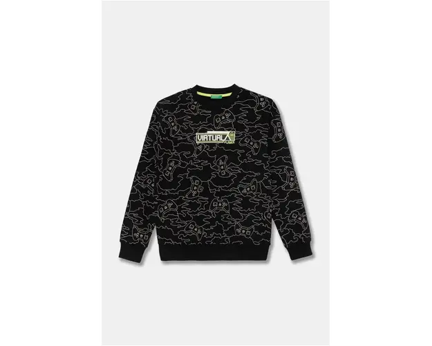 United Colors of Benetton bluza copii culoarea negru, modelator, 3GHMC10M5