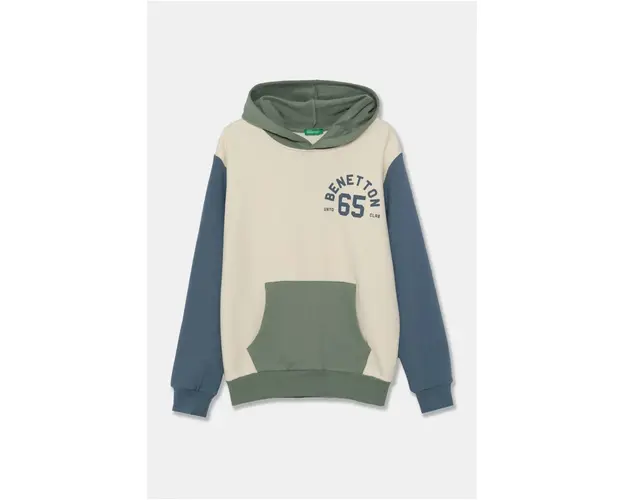 United Colors of Benetton bluza copii culoarea bej, cu gluga, modelator, 3EB5C203U