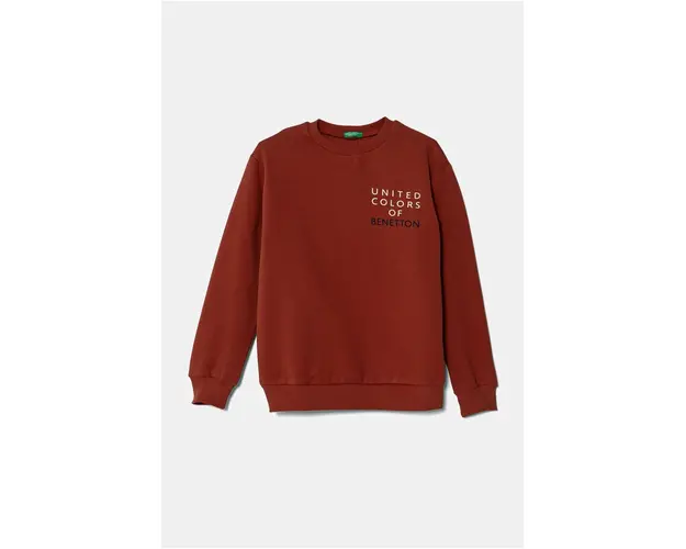 United Colors of Benetton bluza copii culoarea maro, modelator, 3EB5C10KS
