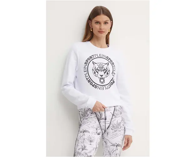 PLEIN SPORT bluza femei, culoarea alb, cu imprimeu, FADC WJO0990 SJO001N