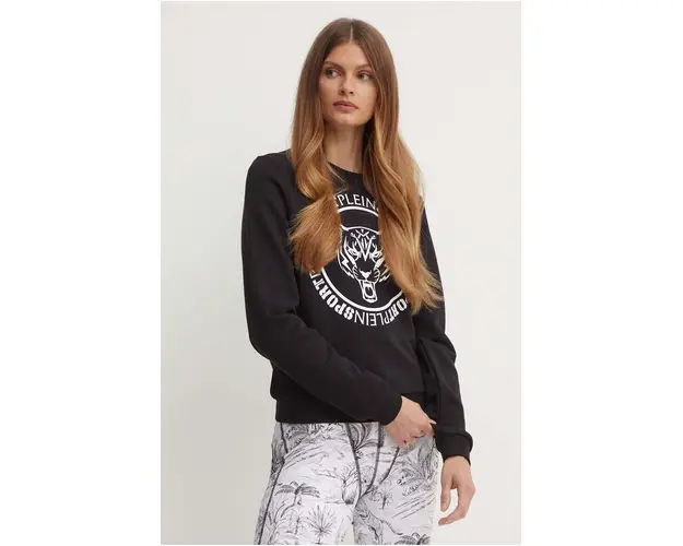PLEIN SPORT bluza femei, culoarea negru, cu imprimeu, FADC WJO0990 SJO001N