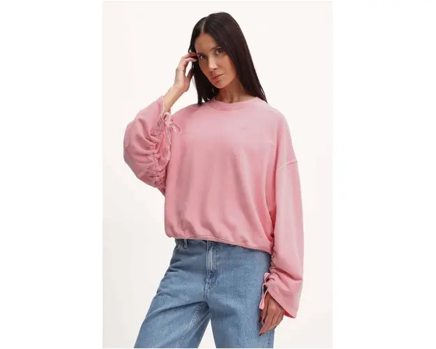 Boss Orange hanorac de bumbac femei, culoarea roz, neted, 50518541