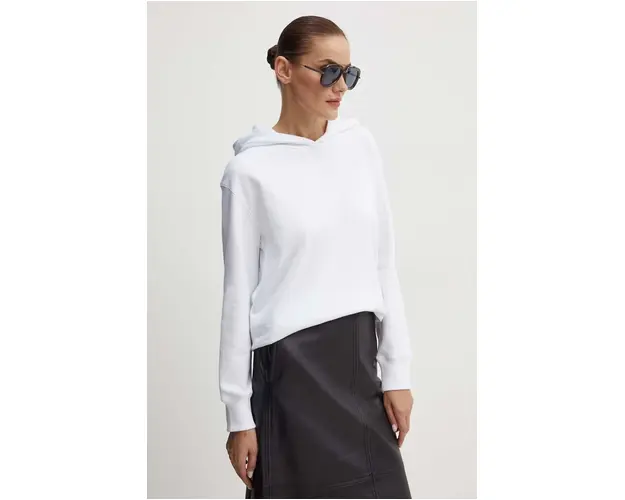 Boss Orange bluza femei, culoarea alb, cu gluga, cu imprimeu, 50531821