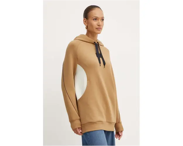BOSS bluza femei, culoarea bej, cu gluga, modelator, 50520874