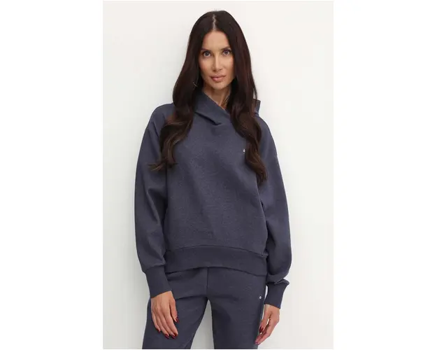 BOSS bluza femei, culoarea albastru marin, cu gluga, neted, 50522096