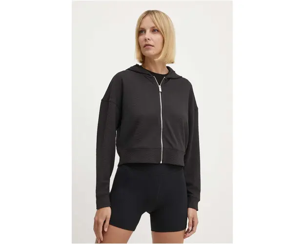 Dkny bluza femei, culoarea negru, cu gluga, neted, DP4J9385