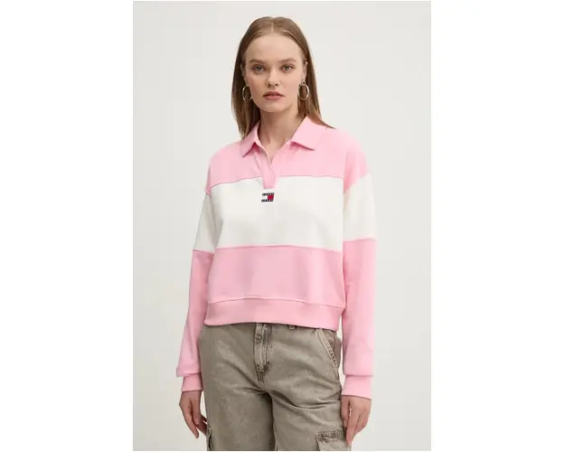 Tommy Jeans bluza femei, culoarea roz, modelator, DW0DW18705