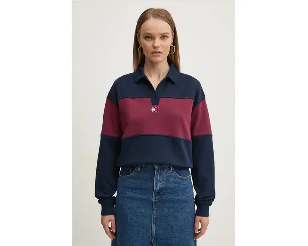Tommy Jeans bluza femei, culoarea bordo, modelator, DW0DW18705