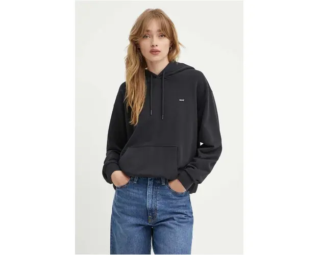 Levi's bluza femei, culoarea negru, cu gluga, neted, A5943