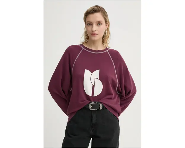 BA&SH bluza femei, culoarea bordo, cu imprimeu, 1H24BART