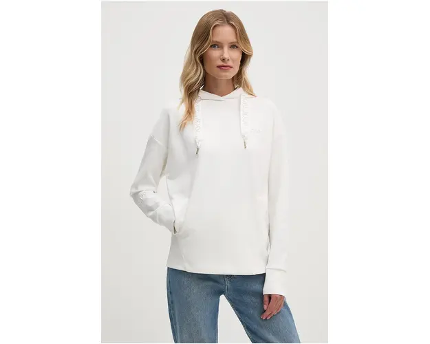 Joop! bluza femei, culoarea alb, cu gluga, neted, 30029781