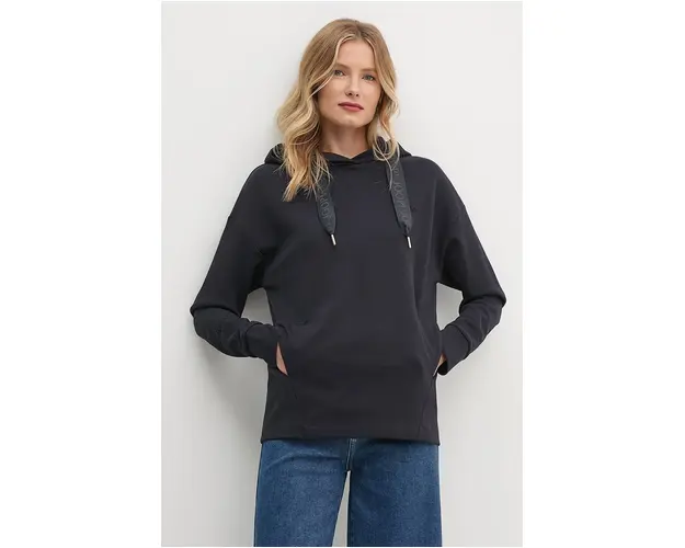 Joop! bluza femei, culoarea albastru marin, cu gluga, neted, 30029781