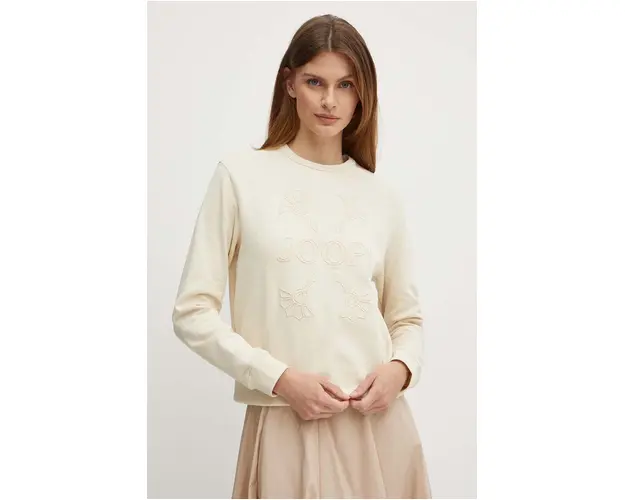 Joop! bluza femei, culoarea bej, cu imprimeu, 30042816