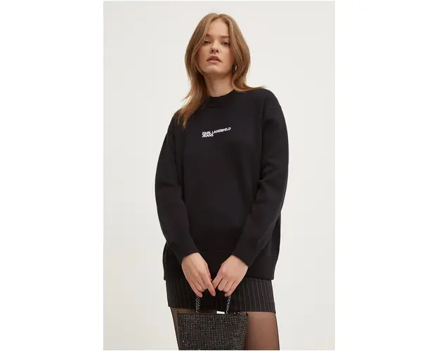 Karl Lagerfeld Jeans pulover de bumbac culoarea negru, 245J2000