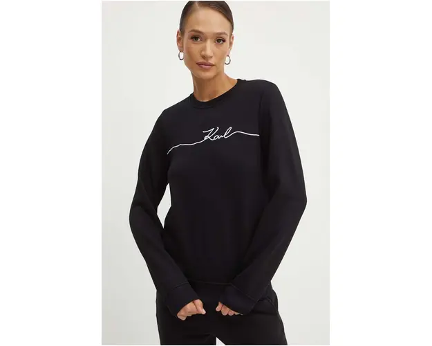 Karl Lagerfeld bluza femei, culoarea negru, cu imprimeu, 245W1806