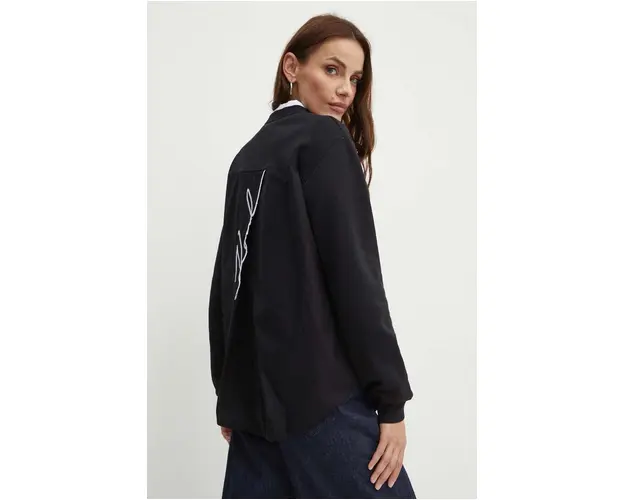 Karl Lagerfeld bluza femei, culoarea negru, cu imprimeu, 245W1814