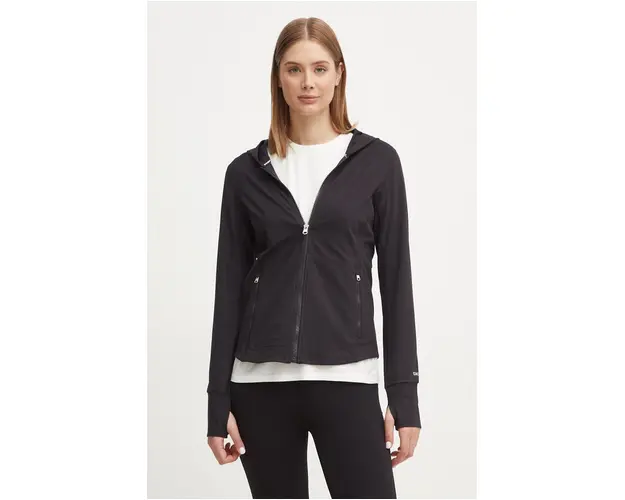 Dkny bluza femei, culoarea negru, cu gluga, neted, DP4J9408