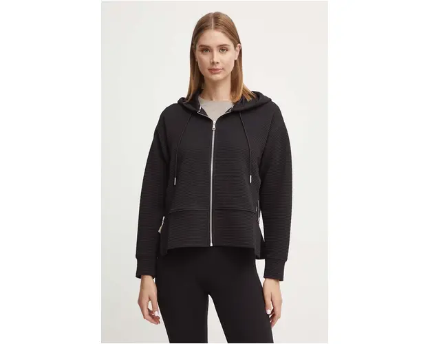 Dkny bluza femei, culoarea negru, cu gluga, neted, DP4J9312