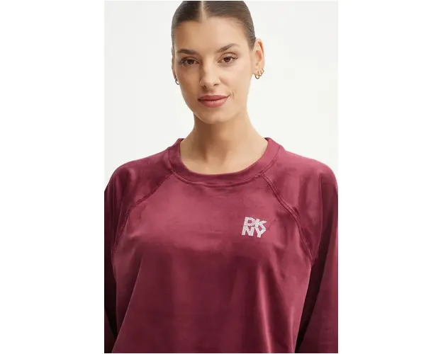 Dkny bluza din velur culoarea bordo, cu imprimeu, DP4T1057