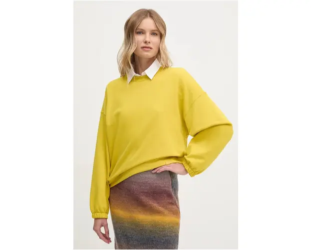 United Colors of Benetton bluza femei, culoarea galben, neted, 31NB3M06V