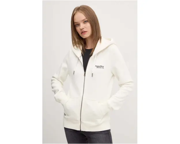 Superdry bluza femei, culoarea bej, cu gluga, cu imprimeu, W2012047F-71D