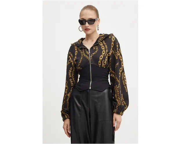 Versace Jeans Couture hanorac de bumbac femei, culoarea negru, cu gluga, modelator, 77HAI3A4 FS159