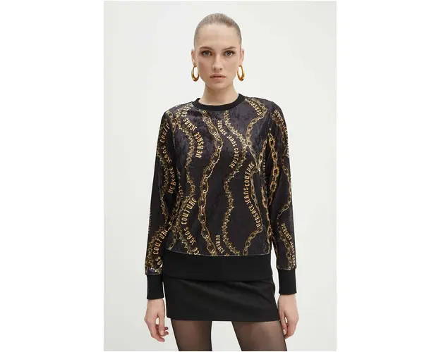 Versace Jeans Couture bluza din velur culoarea negru, modelator, 77HAI309 JS367