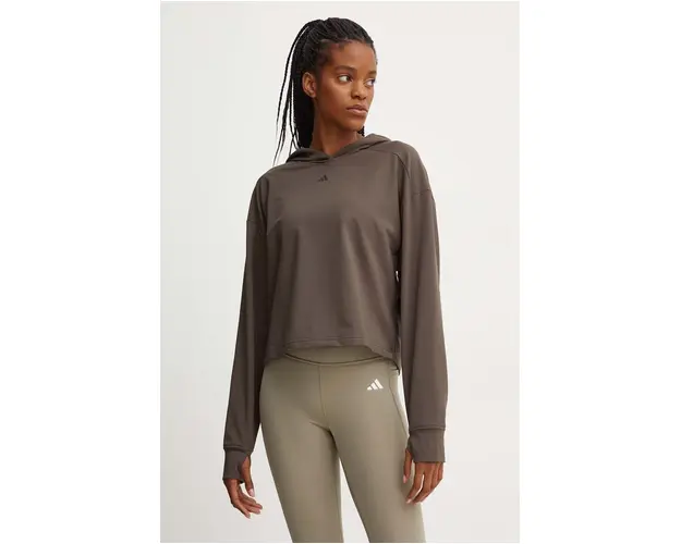 adidas Performance hanorac de antrenament Strength culoarea verde, cu gluga, neted, IW3190