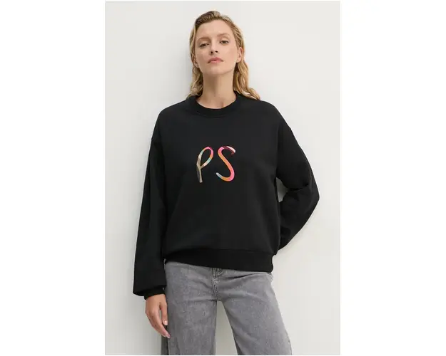 PS Paul Smith hanorac de bumbac femei, culoarea negru, cu imprimeu, W2R.352V.NP4786