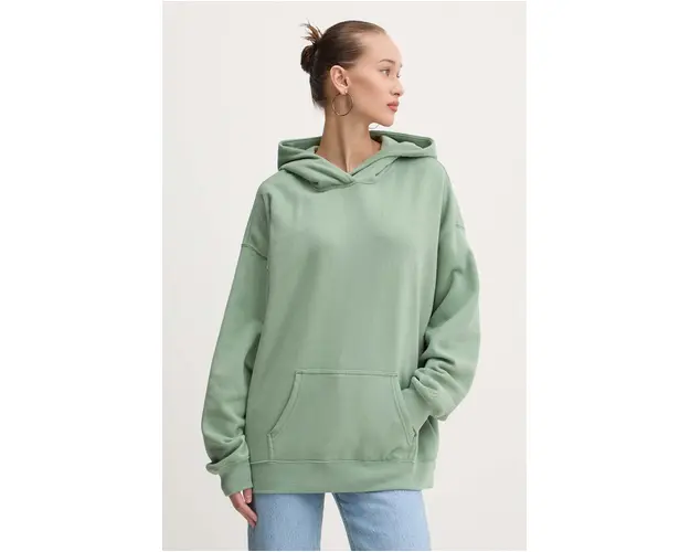 Hollister Co. bluza femei, culoarea verde, cu gluga, neted, KI352-4157