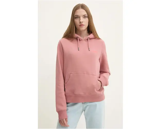 Superdry bluza femei, culoarea roz, cu gluga, neted, W2012180A-MIP
