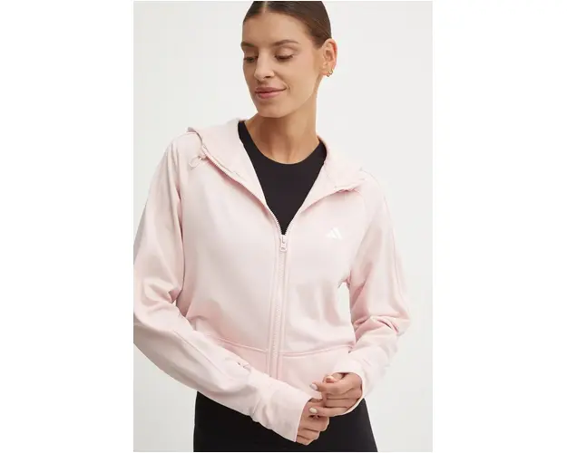 adidas Performance hanorac de antrenament Game and Go culoarea roz, cu gluga, neted, IX5067