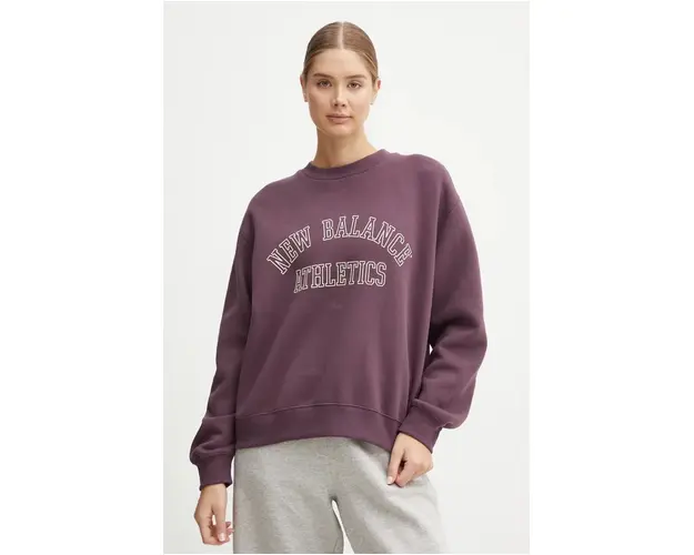 New Balance bluza femei, culoarea violet, cu imprimeu, WT43516PLN