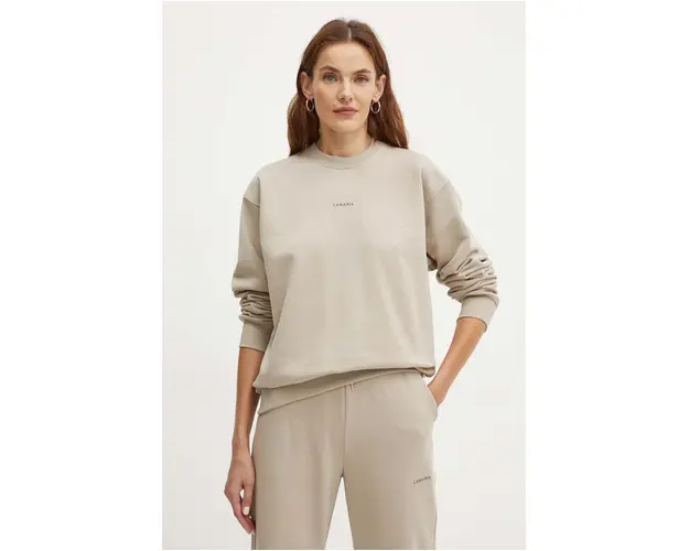 La Mania bluza PL femei, culoarea bej, cu imprimeu, HOME