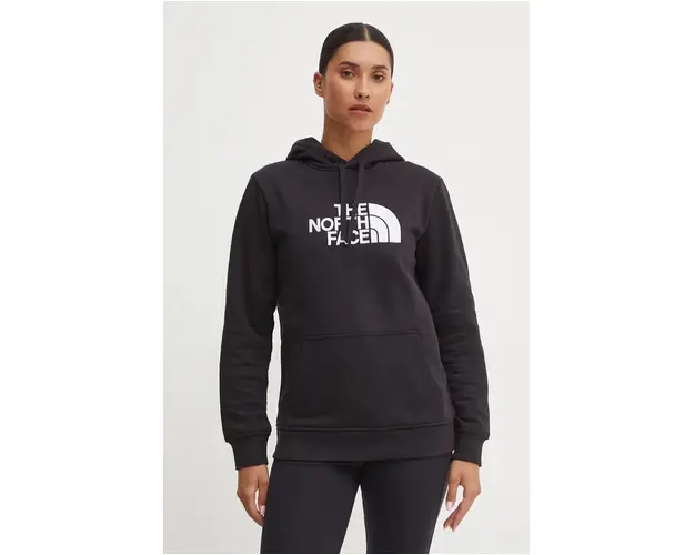 The North Face bluza Drew Peak Pullover Hoodie femei, culoarea negru, cu gluga, cu imprimeu, NF0A89EHJK31